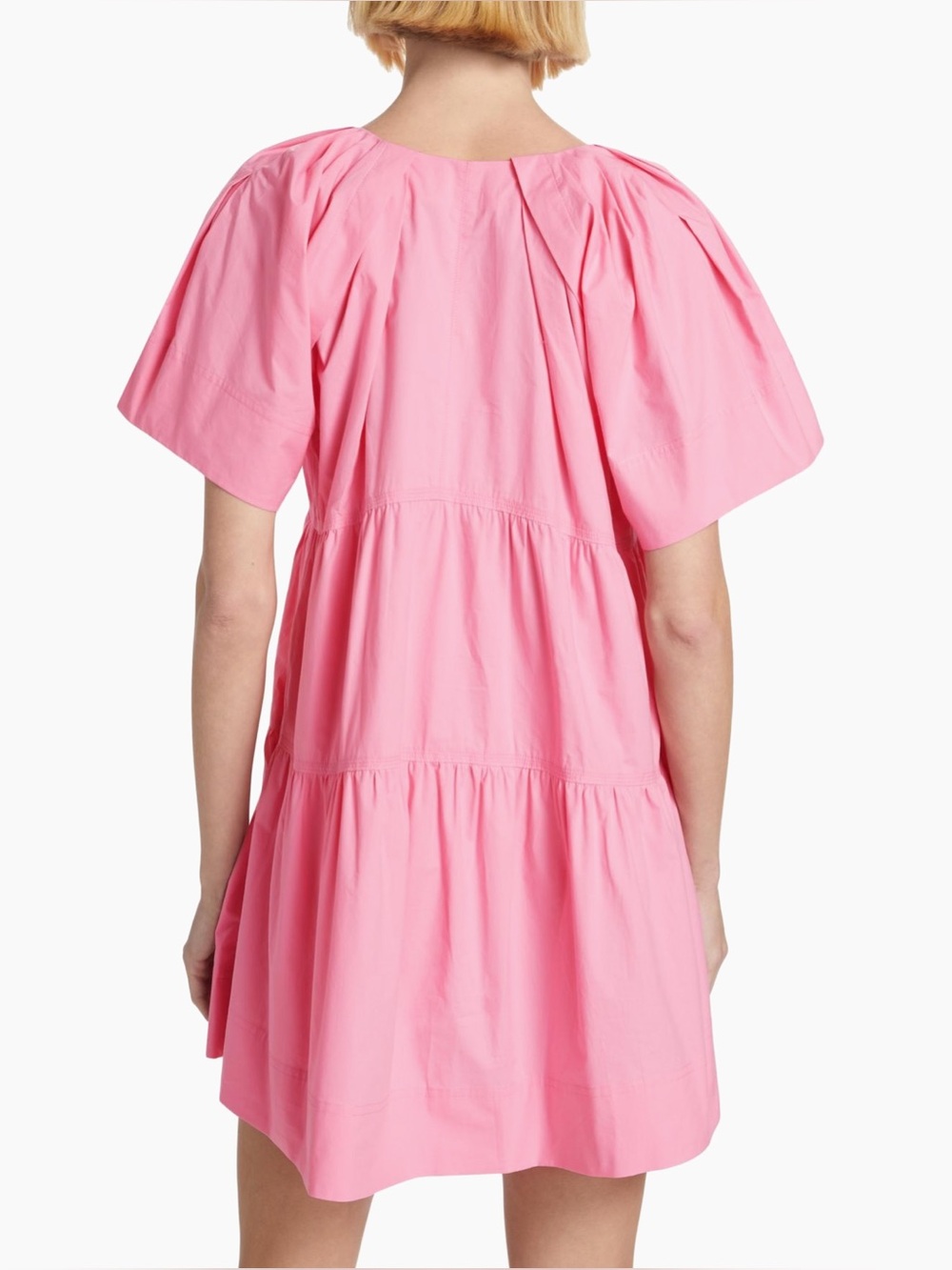 A.L.C. Camila Mini Dress Pink Tiered Short Puff Sleeve A-Line Spring Size 4 - Picture 3 of 11